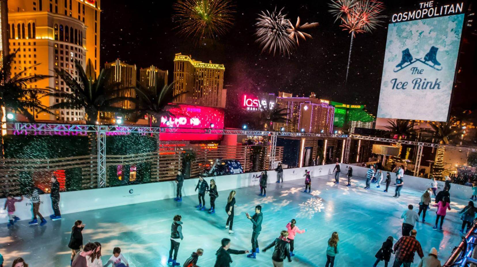 outdoor ice skating on the vegas strip